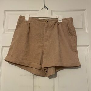 Corduroy Cuffed Shorts Relaxed Fit with Elastic Waistband